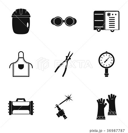 Welder construction icon set, simple style 36987787