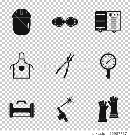 Welder construction icon set, simple style 36987787