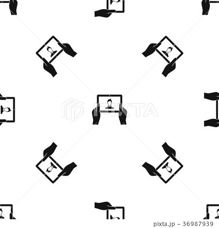 Hands holding tablet pattern seamless black Hands holding tablet pattern seamless black 36987939