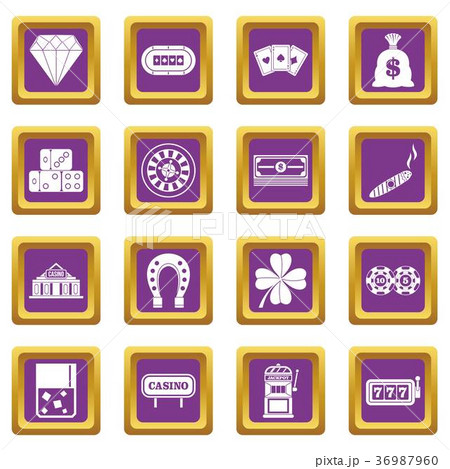 Casino icons set purple 36987960