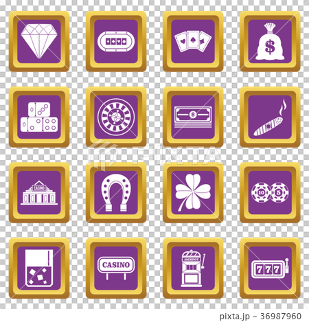 Casino icons set purple 36987960