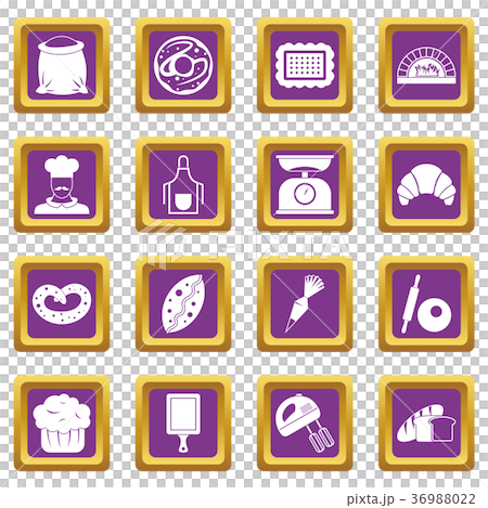 Bakery icons set purple Bakery icons set purple 36988022