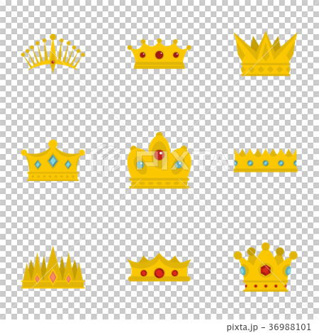 Medieval crown icon set, flat style 36988101