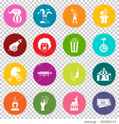 Circus entertainment icons many colors set 36988114