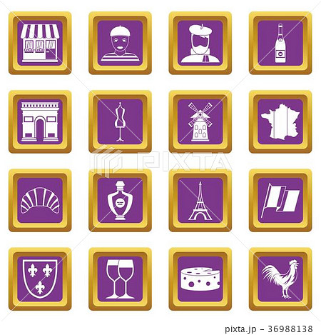 France travel icons set purple 36988138