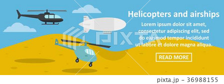 Helicopters and airships banner horizontal concept 36988155