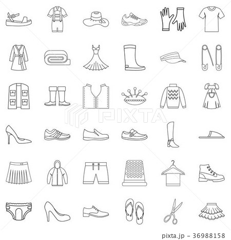 Clothes icons set, outline style Clothes icons set, outline style 36988158