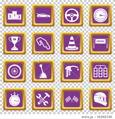 Racing speed icons set purple Racing speed icons set purple 36988166