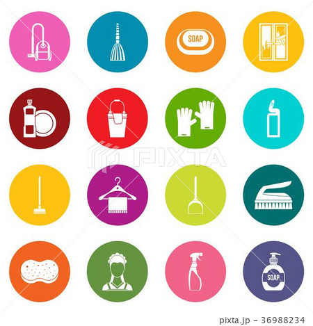 House cleaning icons many colors set House cleaning icons many colors set 36988234