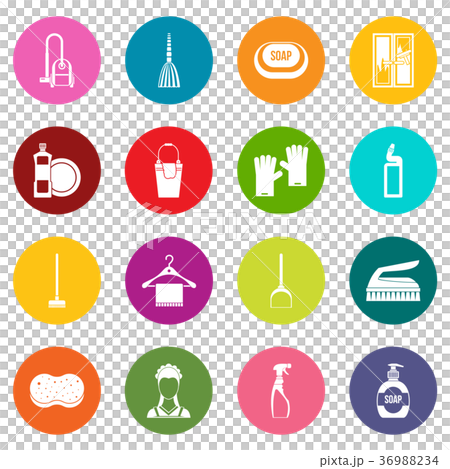 House cleaning icons many colors set House cleaning icons many colors set 36988234