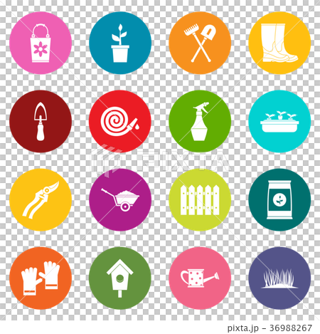 Gardening icons many colors set 36988267