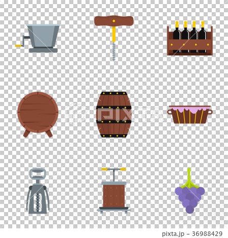 Wine production tradition icon set, flat style - Stock Illustration ...