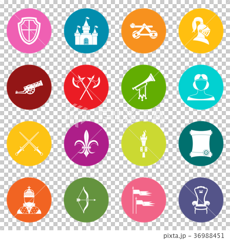 Knight medieval icons many colors set Knight medieval icons many colors set 36988451