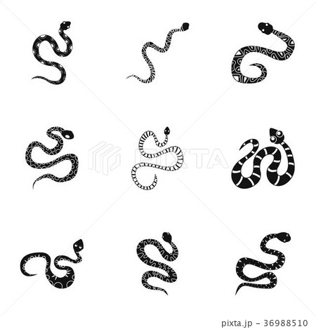 Tattoo Snake Icon Set Simple Styleのイラスト素材