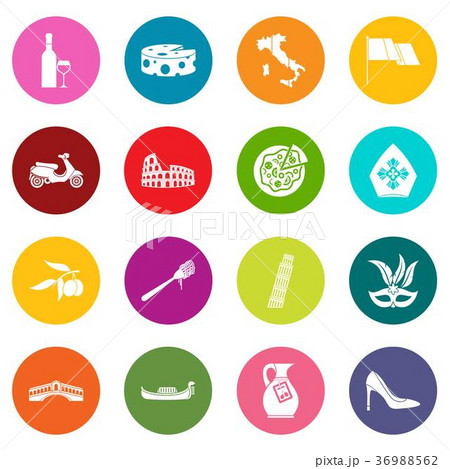 Italia icons many colors set 36988562