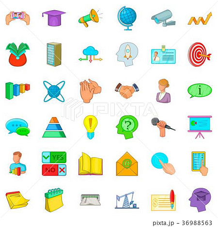 Conference icons set, cartoon style 36988563