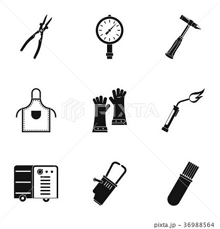 Welder profession icon set, simple style 36988564