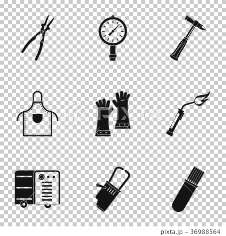 Welder profession icon set, simple style Welder profession icon set, simple style 36988564