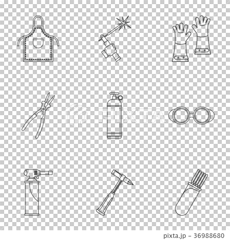 Welder construction icon set, outline style 36988680
