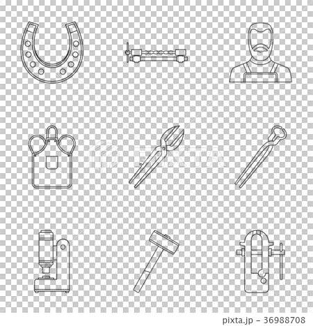 Industrial blacksmith icon set, outline style 36988708