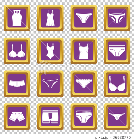 Underwear items icons set purple Underwear items icons set purple 36988770