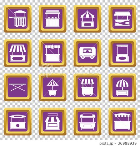 Street food truck icons set purple Street food truck icons set purple 36988939