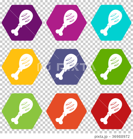Leg of pork icon set color hexahedron 36988972