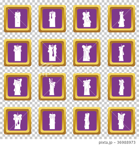 Candle forms icons set purple Candle forms icons set purple 36988973