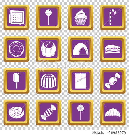 Sweets and candies icons set purple Sweets and candies icons set purple 36988979