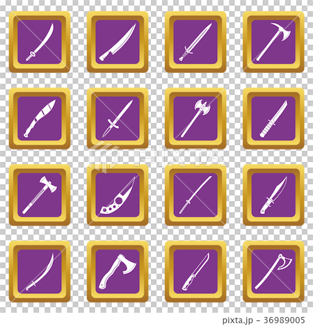 Steel arms symbols icons set purple 36989005