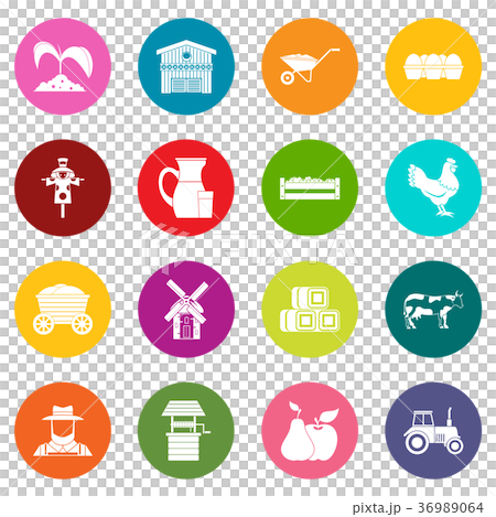Farm icons many colors set 36989064