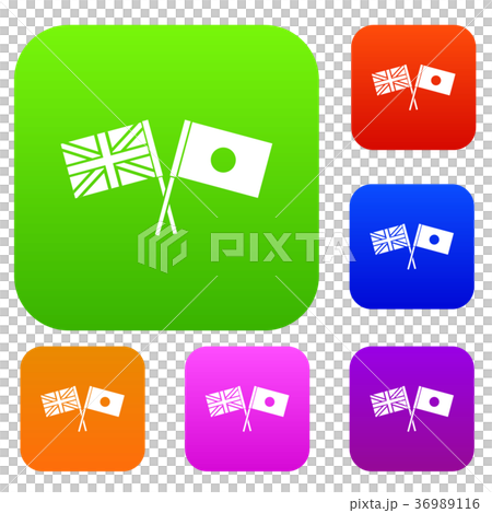 UK and Japan flags crossed set collection 36989116