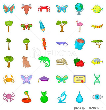 Biology icons set, cartoon style Biology icons set, cartoon style 36989253