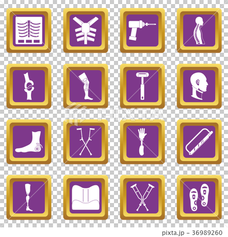Orthopedics prosthetics icons set purple 36989260