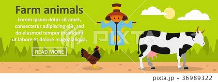 Farm animals banner horizontal concept Farm animals banner horizontal concept 36989322