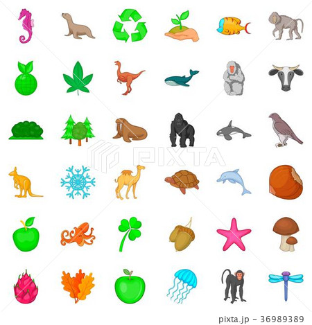 Bio icons set, cartoon style 36989389