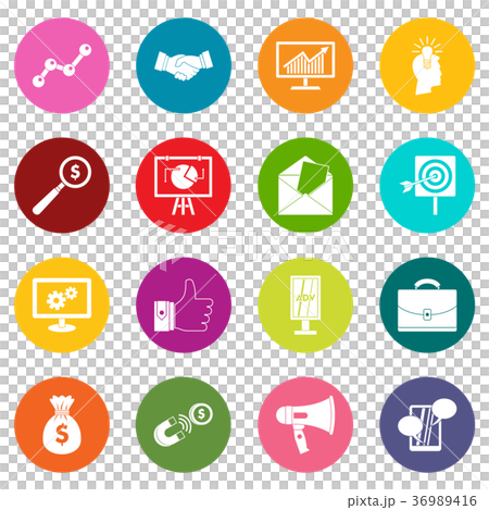 Marketing items icons many colors set Marketing items icons many colors set 36989416