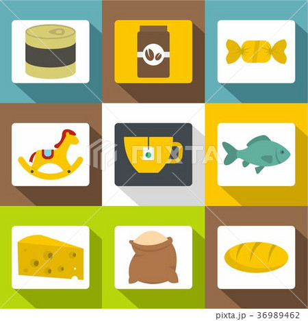 Shop sign icons set, flat style Shop sign icons set, flat style 36989462
