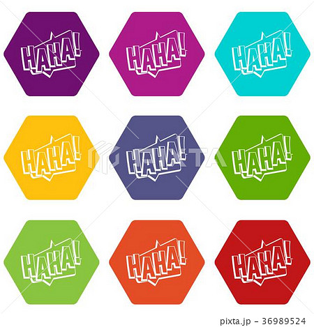 HAHA, comic text sound effect icon set color hexahedron 36989524