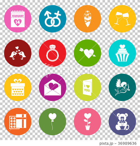 Saint Valentine icons many colors set - Stock Illustration [36989636 ...
