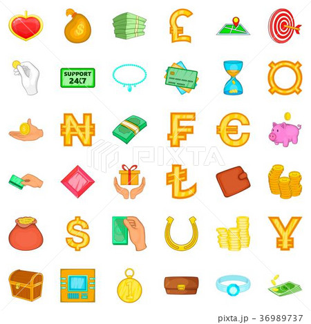 Paying icons set, cartoon style Paying icons set, cartoon style 36989737