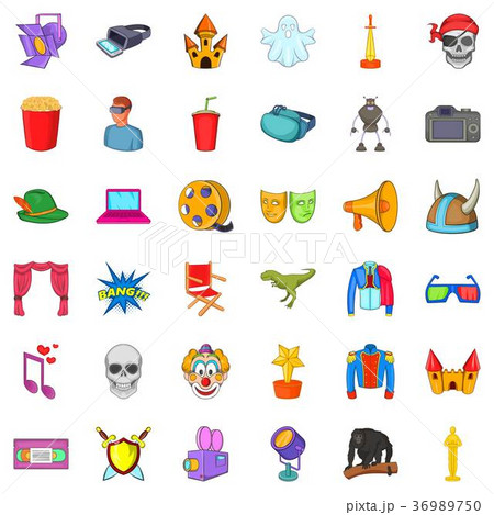 Cinematography icons set, cartoon style Cinematography icons set, cartoon style 36989750