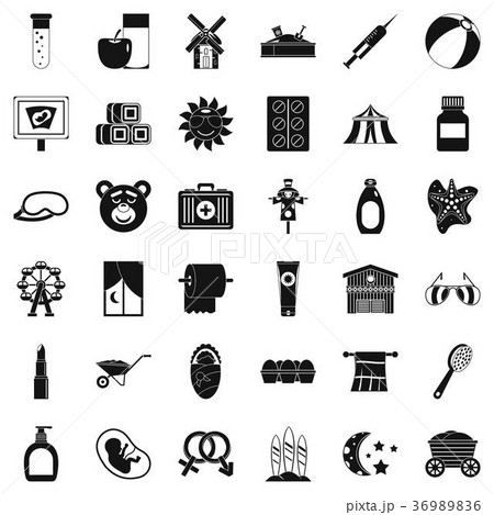 Pill icons set, simple style 36989836