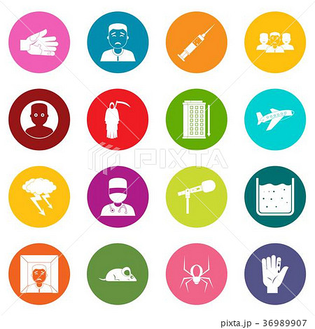 Phobia symbols icons many colors set Phobia symbols icons many colors set 36989907