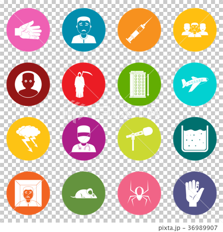 Phobia symbols icons many colors set Phobia symbols icons many colors set 36989907
