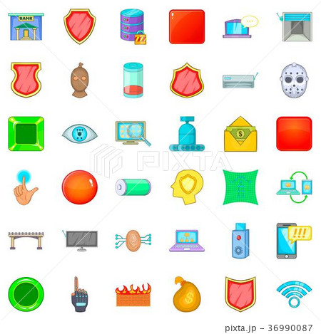 Internet cafe icons set, cartoon style 36990087