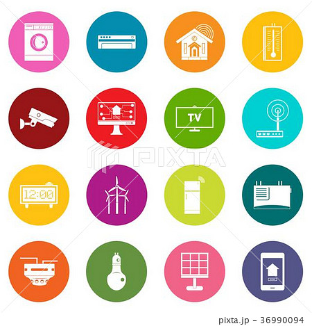 Smart home house icons many colors set 36990094