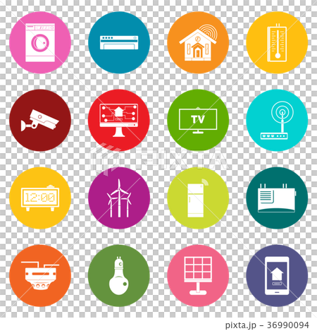 Smart home house icons many colors set 36990094