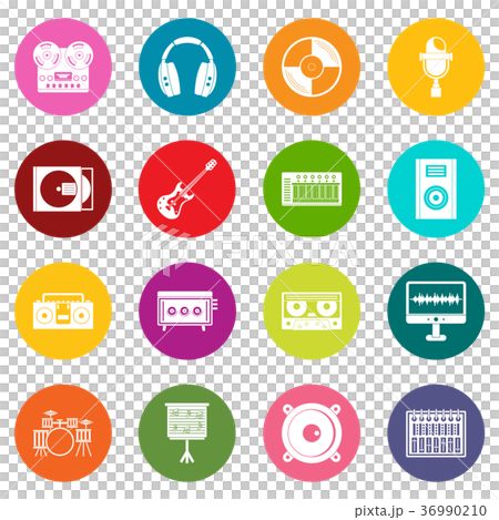 Recording studio items icons many colors set - Stock Illustration ...