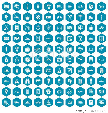 100 travel icons sapphirine violet 36990276